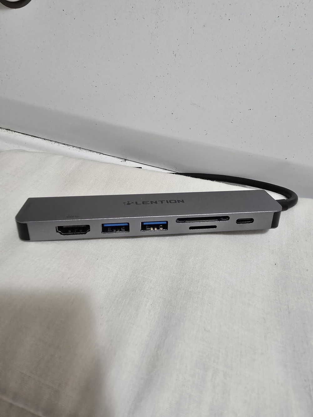 Gray USB-C Multiport Hub with HDMI, USB-A & SD Card Slots